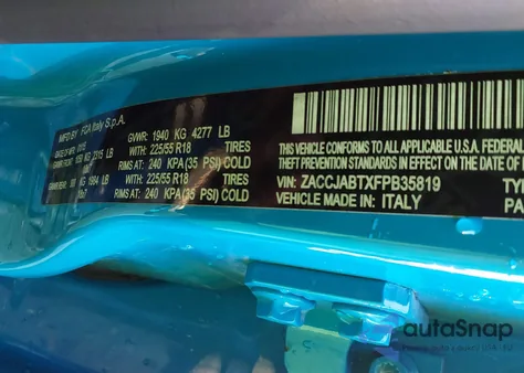 2015 Jeep Renegade Latitude from USA, damaged, VIN ZACCJABTXFPB35819